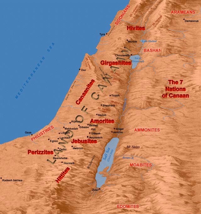Map of the 7 Nations of Canaan