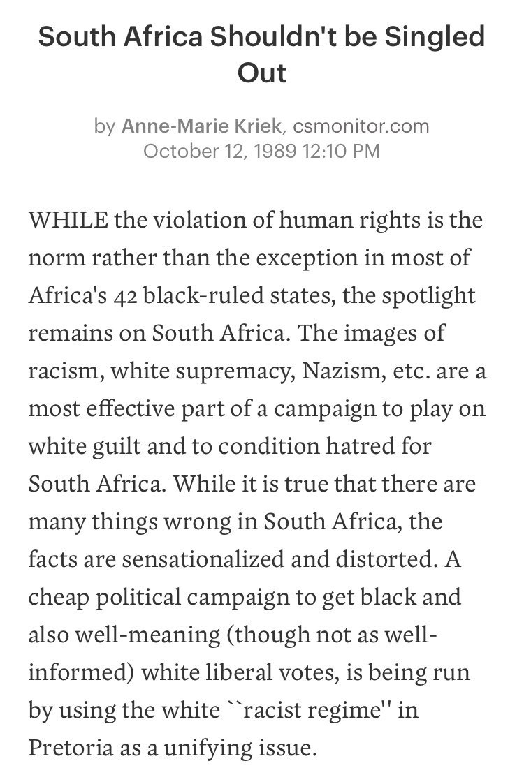 Don't "Single out" South africa