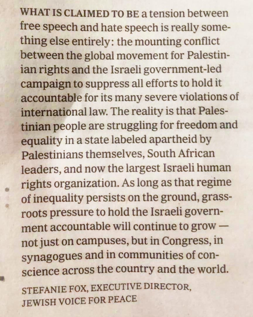 JVP letter to NYT