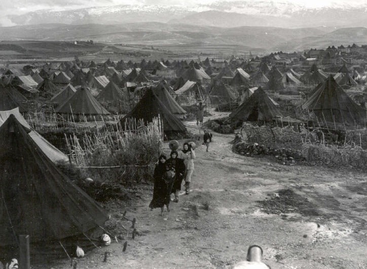 Daily life in tents for 6,000 Palestinian residents of Nahr Al-Barid Refugee Camp in Tarablus, Lebanon, 1952. Today, the population of the camp is more than 40,000.